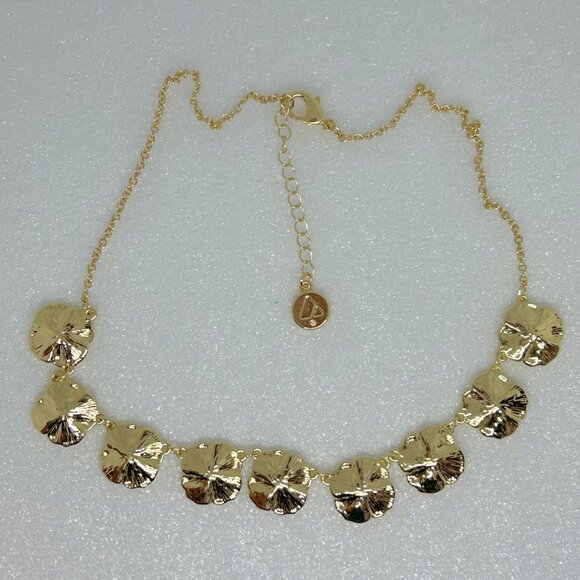 Liz Claiborne Yellow Enamel Floral Necklace With Rhinestones & Gold-Tone Chain - Picture 5 of 6